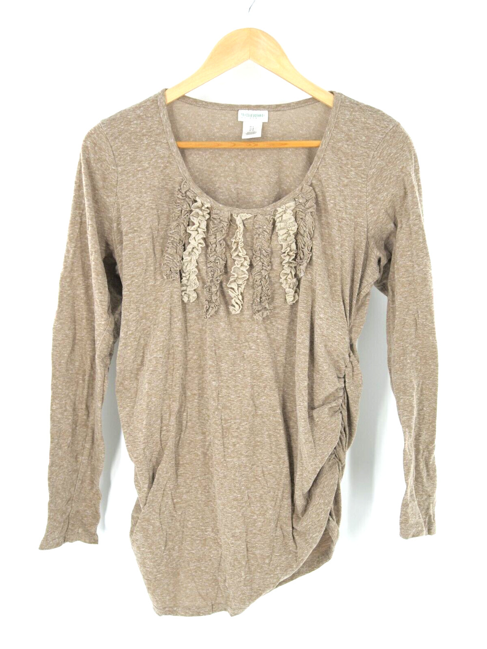 Motherhood Maternity Shirt Tan Long Sleeve Maternity Shirt Large